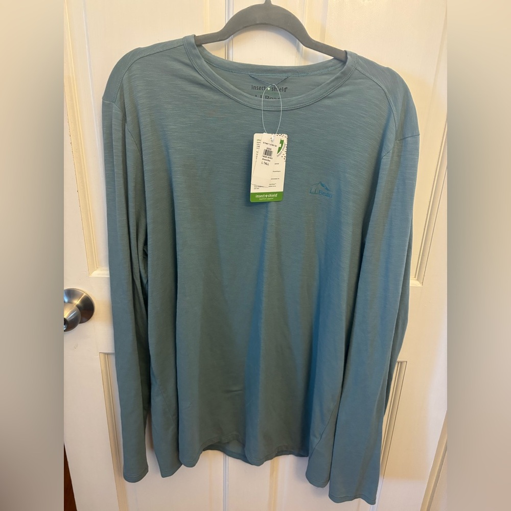 L.L. Bean Men's Mineral Blue Large Tall Long Sleeve Shirt - insect shield